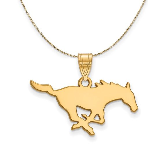 14k Yellow Gold Southern Methodist U. Medium Necklace - 16 Inch